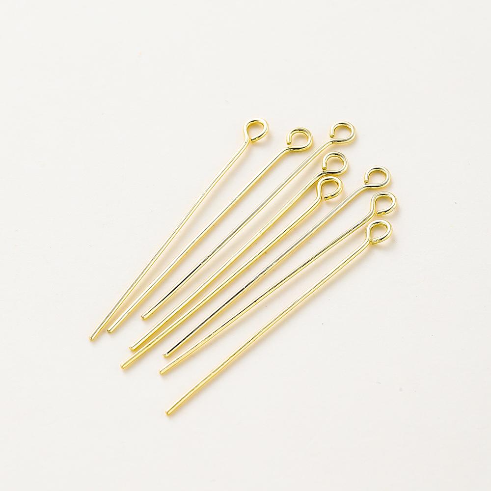 100pcs/lot 16 18 26 30 mm 14K 18K Gold Eye head Pins Eye Beads Crafs Charm Headpin For DIY Jewelry Making Supplies Accessories