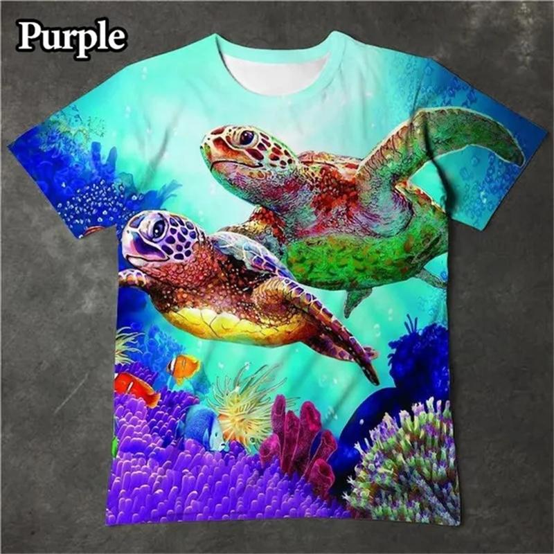 Summer Cute Sea Turtle 3D Print T-shirts Women Streetwear Casual Fashion Y2k Short Sleeve T Shirt O-neck Tees Tops Clothing