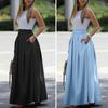 Women Skirt Loose Ankle Length High Waist A-line Pockets Match Top Solid Lady Color Friendly To Skin Pleated Fall Spring Clothes