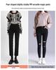 2025 Spring Black High-Waisted Straight-Leg Petite Slimming Cigarette Pants for Women