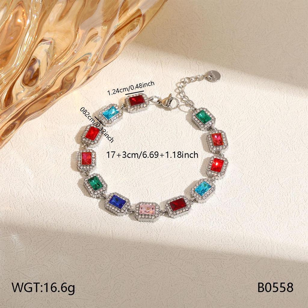 European Retro Gemstone Diamond Bracelet - Elegant Luxury Clavicle Chain for Women, Perfect for Evening Parties