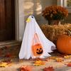 Festive Halloween Ornament Goose Outfit, Ghost Porch Clothes with Pumpkin Bag for 23" Seasonal Holiday Decoration Statue, Party Accessory Outdoor