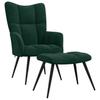 Vidaxl Armchair with Footstool, Dark Green, Upholstered In Velvet