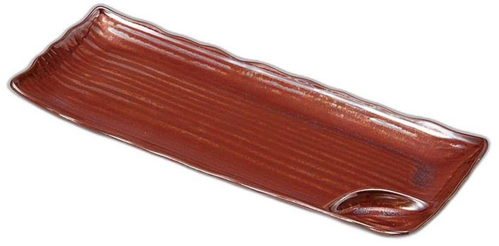 

Red Yakimono Plate with Divided Stripes x 12 x Yakimono Plate Setomonohonpo [31.3 3cm]