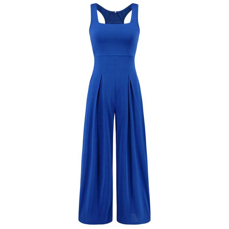 Solid Color Suspender Wide Leg Jumpsuit Solid Sling Wide Leg Jumpsuit