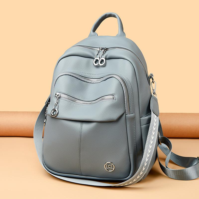 Fashionable Backpack New Style Versatile Backpack Trendy Soft Leather Women's Large Capacity Travel Bag