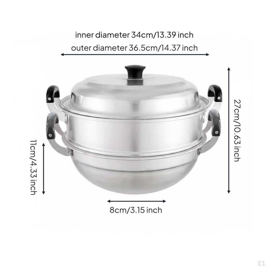 Aluminum Steamer Pot with Insert MultiFunction Circular Bottom Stockpot Multipurpose Cookware Double