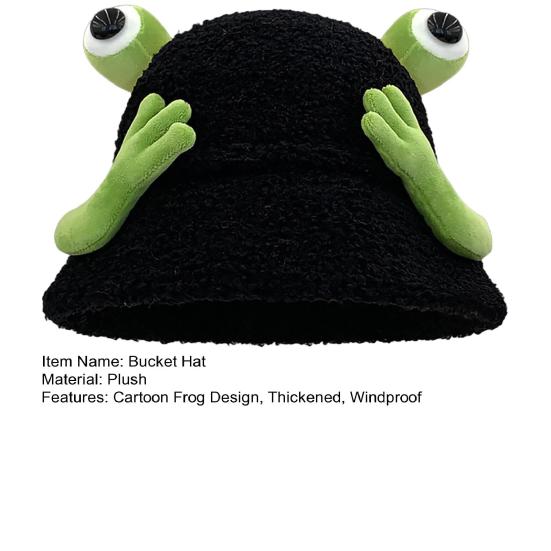 Winter Fischerhut Cartoon 3D Frosch Design Verdickter Plüsch Fischerhut Damen Outdoor-Aktivitätszubehör
