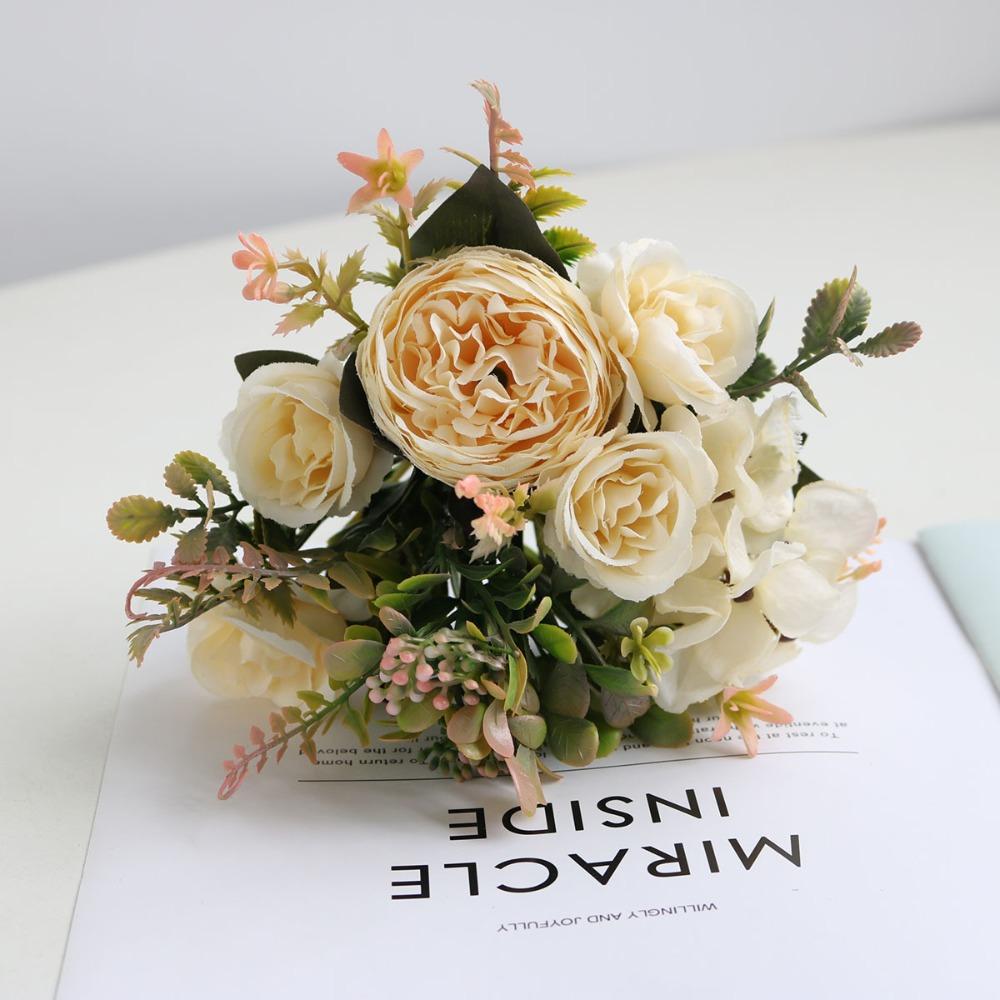 Silk Material Artificial Flowers Floral Design Autumn Collection Peonies Rose Bouquet Style Fake Peony Wedding Arrangements