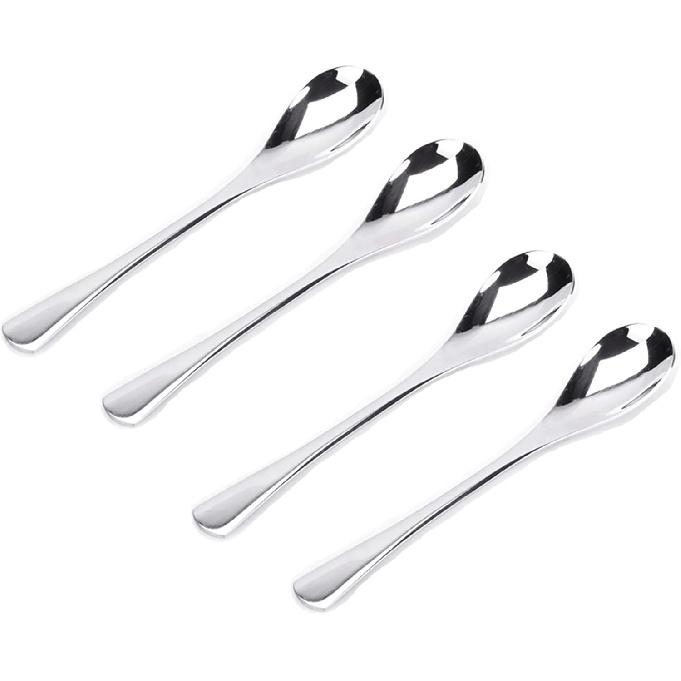 VANRA 5in 4-Piece Flatware Set - Silver Stainless Steel - 2 Forks and 2 Spoons - Salad, Teaspoon, Cocktail, Coffee, Serving, Appetizer