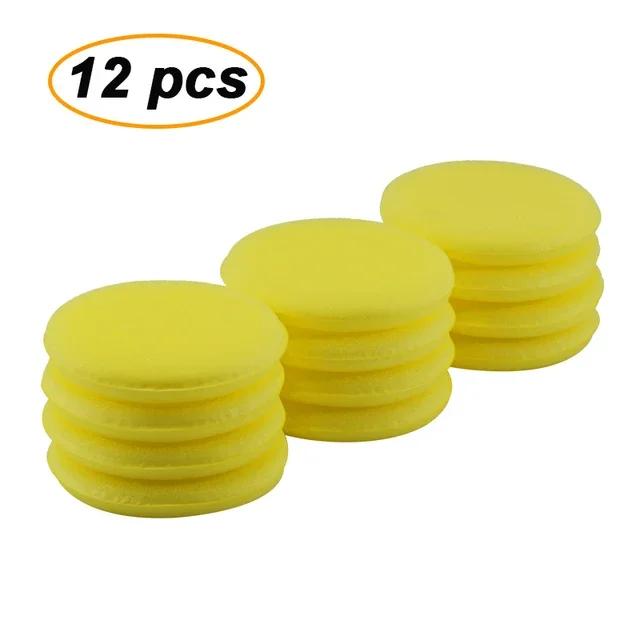 12Pcs Round Car Waxing Polish Wax Foam Sponge High Density Applicator Pads Cleaning Sponge Auto Detail Washing Car Cleaning Tool