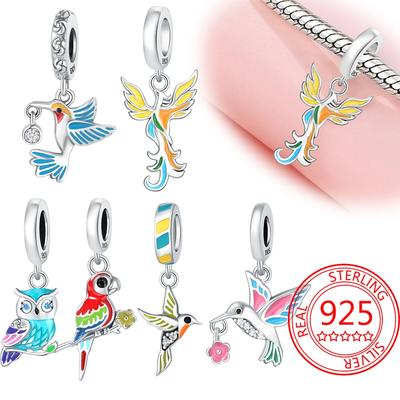Copper Metal Colorful Phoenix Parrot Owl Charm Bead Component Pendant Bead Component Bead Components Compatible With Charm Bead Component Authentic