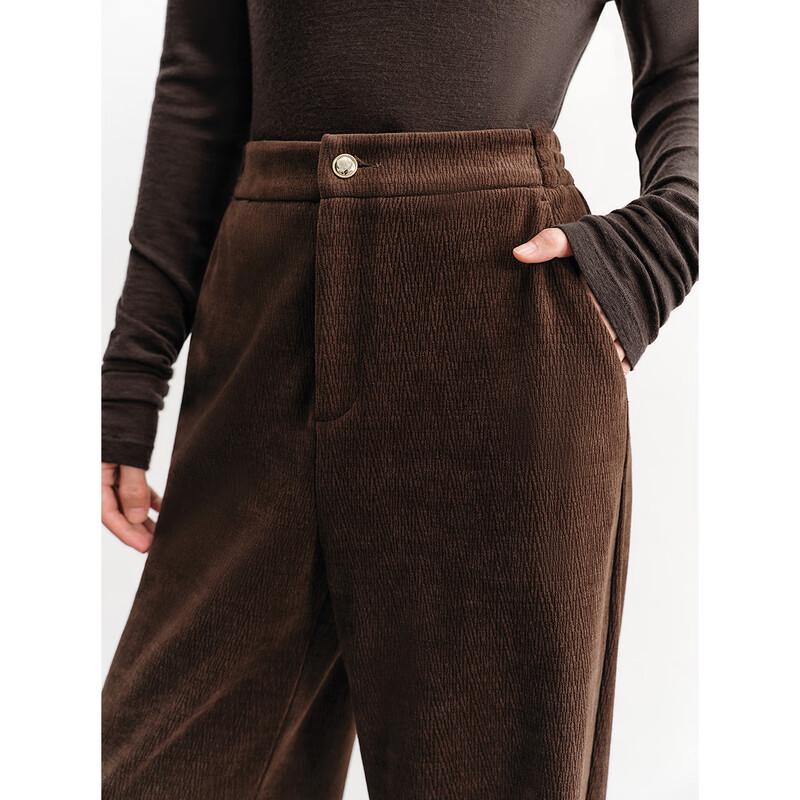 PEACEBIRD Women's High-Waist Chenille Wide-Leg Trousers