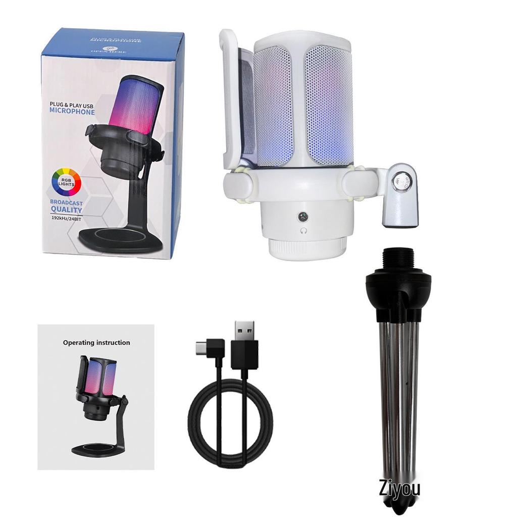 RGB USB Gaming Microphone with Pop Filter for Esports and Live Streaming