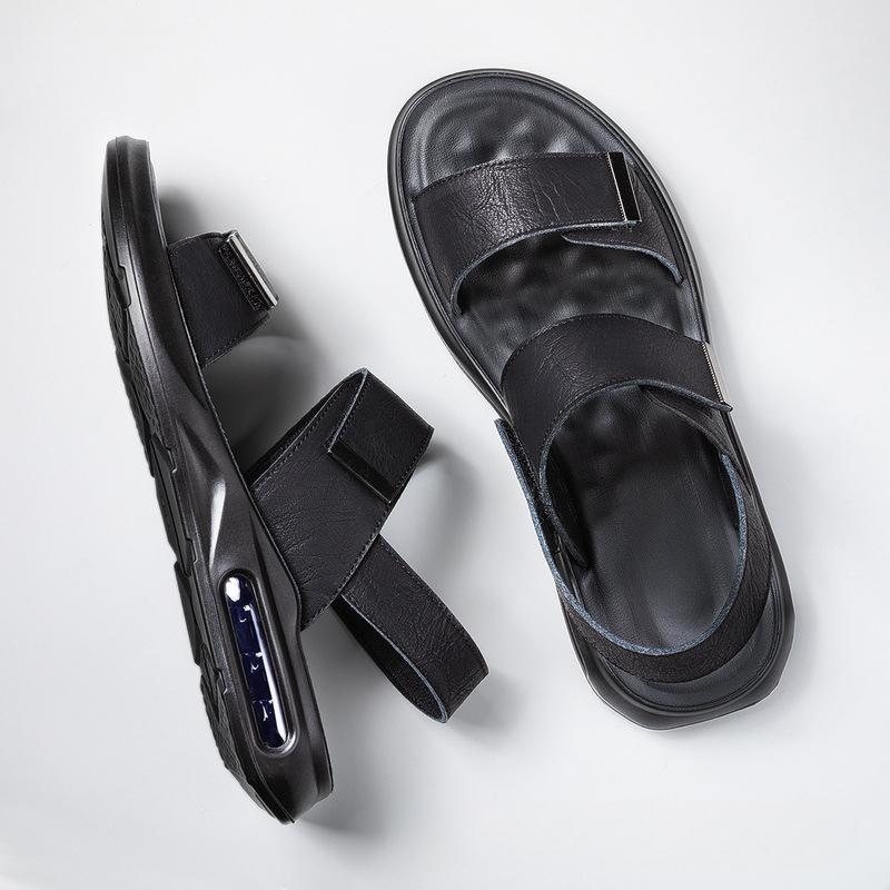 Mode Heren Sandalen Open Teen Platte Sandalen Leer Heren Zomerschoen Casual Comfortabel Zacht Strand Schoenen Mannelijke Schoen Zapatillas De Hombre