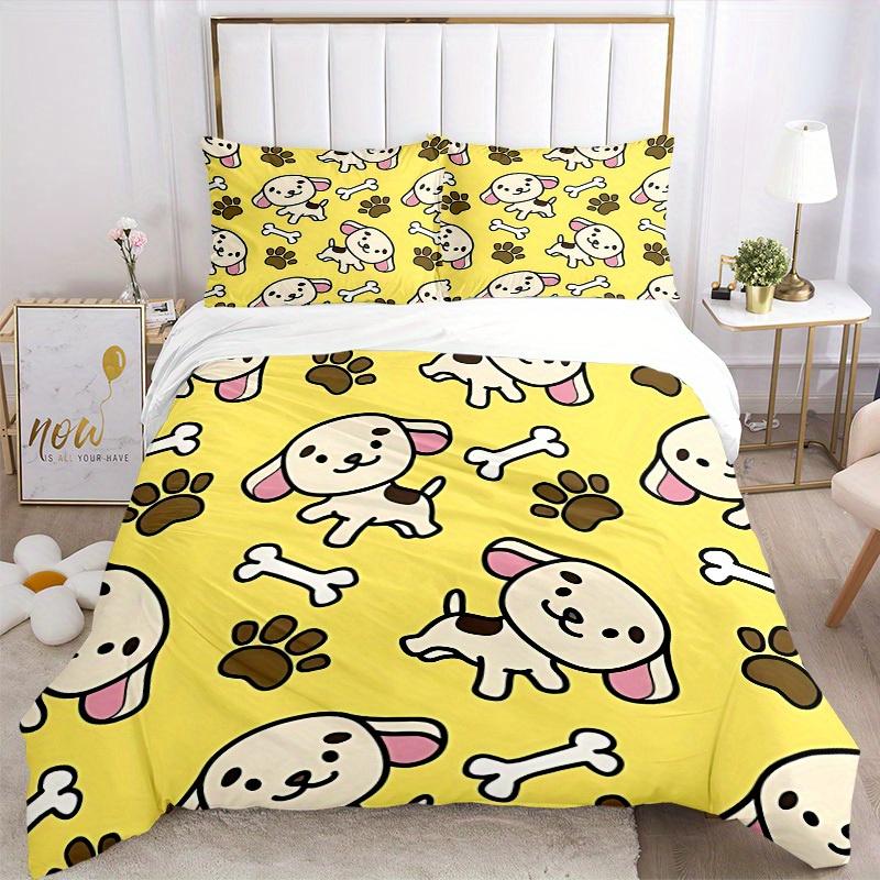 3pcs set Dogs Bones 1 Quilt Cover + 2 Pillowcases, All Seasons Bedroom Setting, Perfect for Home and Dorm Decor a146