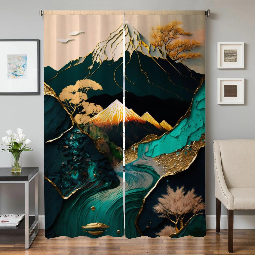 Window Home Interior Kitchen Curtains for Living Room 2 Pieces Blackout Curtains Door Curtain Trend Bedroom Decoration Partition