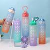 1000ml Large Capacity Water Cup with Handle Straight Mouth Spring Cap Space Cup Plastic Water Cup Sports Outdoor Water Cup