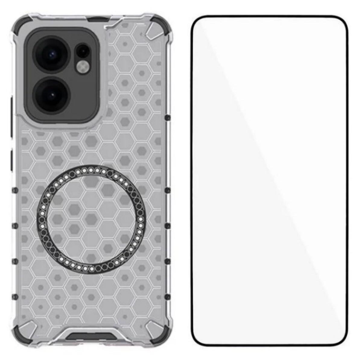 

For Oppo Reno13 F 5G Case Compatible with MagSafe WANLONFENG FC Series TPU+PC Phone Cover with Tempered Glass Transparent