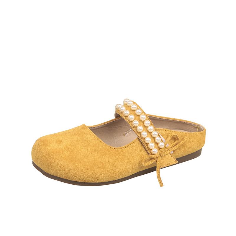 

French pastoral pearl foreign trade bag head half slippers women s 2025 new spring wear with skirt cool slippers tide 40