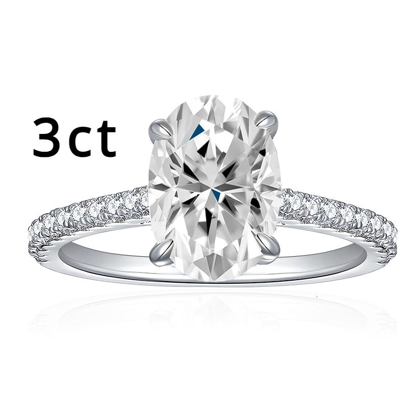 NeeTim 3ct Oval Cut Moissanite Lab Diamond Rings for Women 925 Sterling Silver Proposal Ring Wedding Engagement Band Jewelry