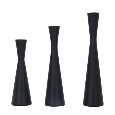 3 Pezzi Portacandele Neri Stile Europeo Lusso Ferro Battuto Retro Moderno Metallo Nero Opaco