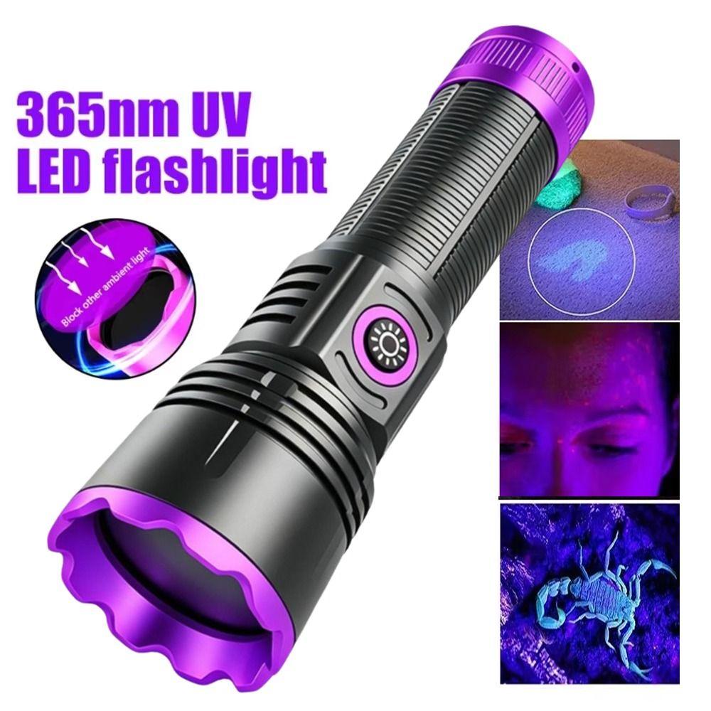 Rechargeable Blacklight LED Flashlight Shortwave UV Flashlight Lamps 365nm UV Flashlight  Camping