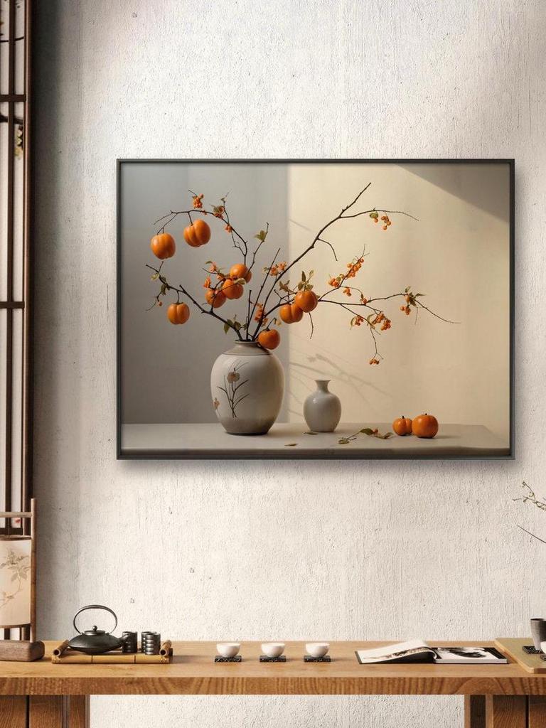 Persimmon Ruyi New Chinese Art: Decorative Paintings for Entrance, Living Room, or Bedroom
