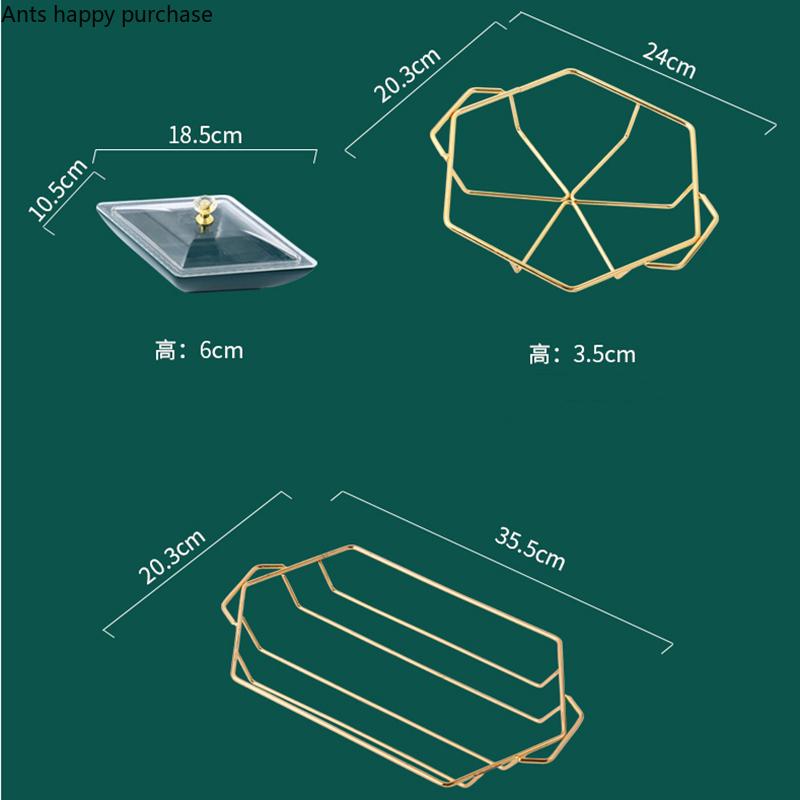 3 Grids 5 Grids Ceramic Snack Tray Acrylic Cover Metal Base Snack Platter Fruit Tray Dried Fruit Plate Salad Bowl Dessert Bowl