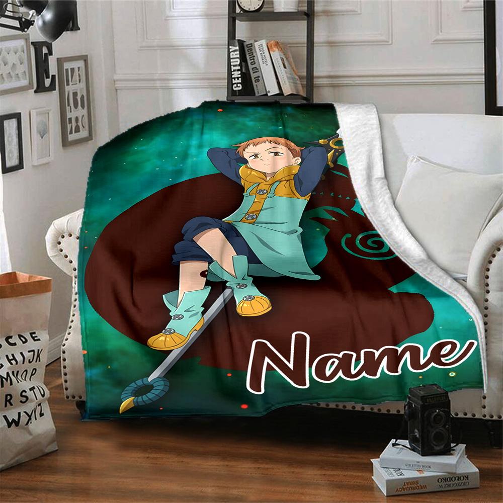 Customizable Seven Deadly Sins3 Throw Blanket – Personalized Name, All-Season Cozy Snug Blanket, Machine Washable, Personalized Blanket
