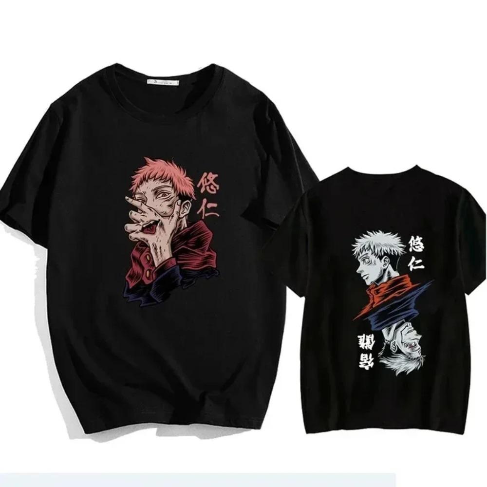 Summer 100% Cotton T-shirt Japanese Anime Printed T Shirt Men Oversized Short Sleeved Casual Women Tees Harajuku Hip Hop Tops