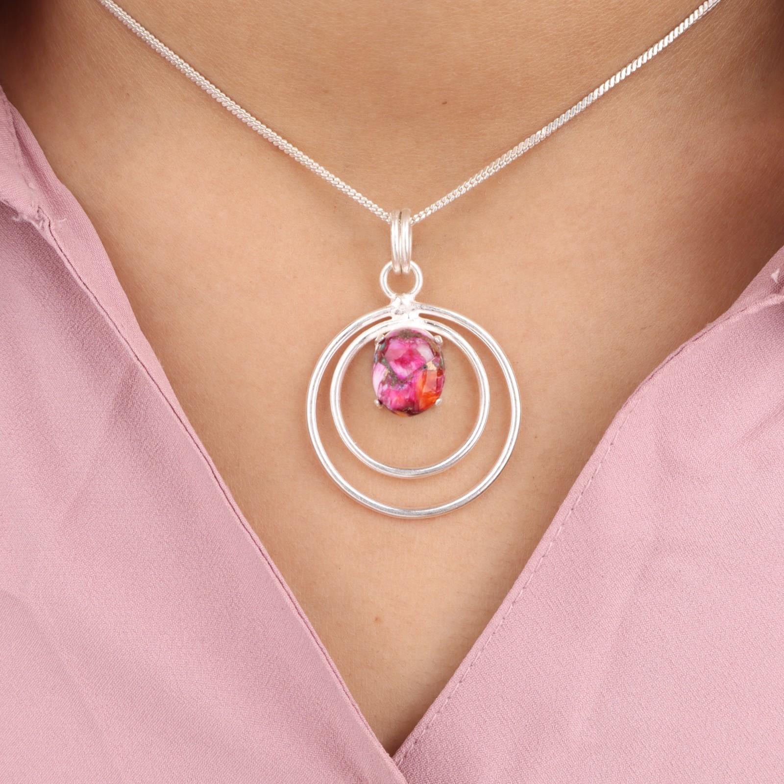 

Pink Dahlia Turquoise Gemstone 925 Sterling Silver Jewelry Handmade Pendant1.65 PP-61-38