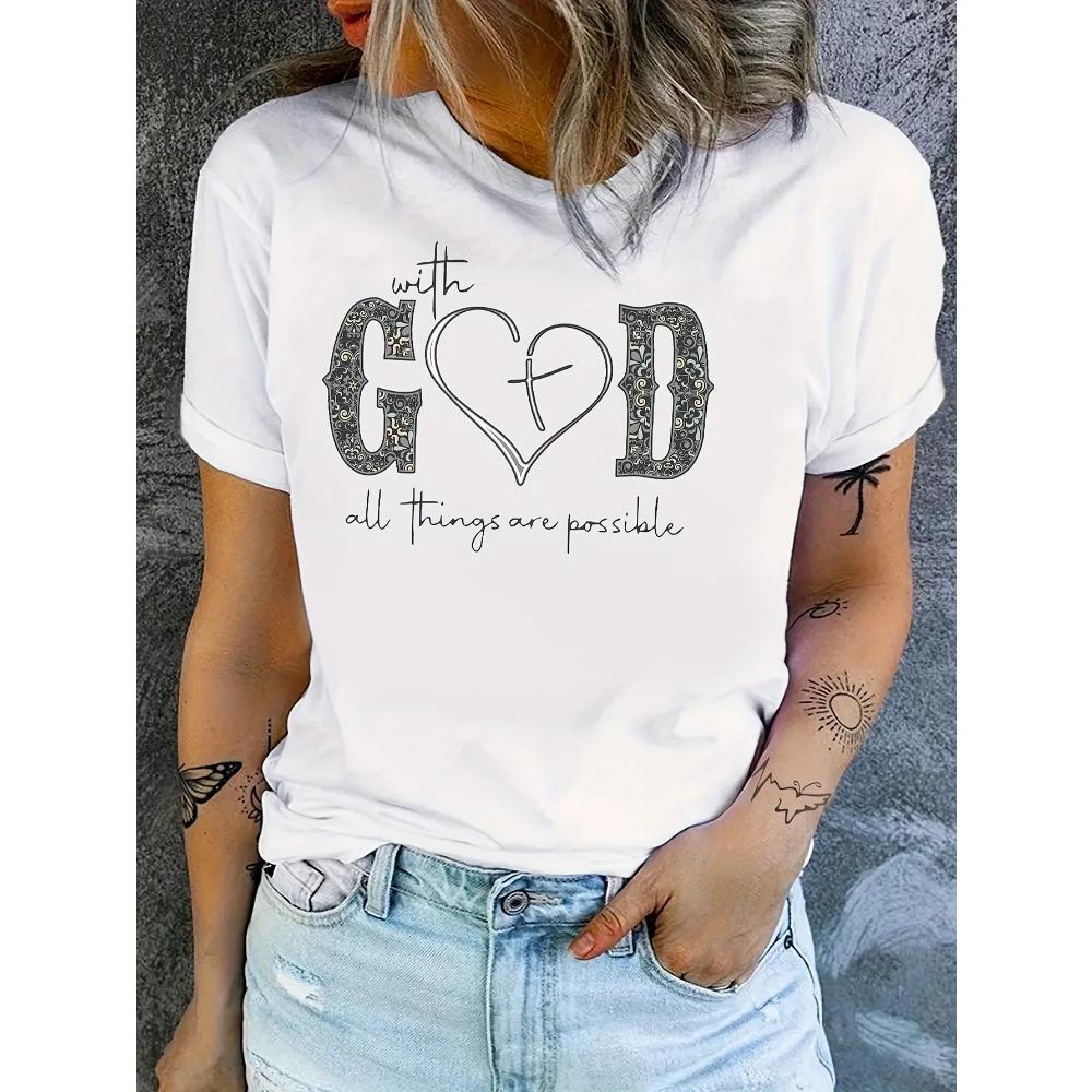 Women's Nurse Element Print T-Shirt - Casual Short Sleeve Summer Top for Comfortable and Stylish Wear Graphic Print T-Shirts