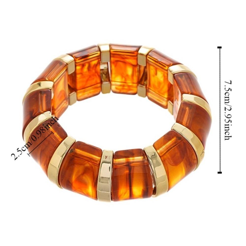 Bohemian Acrylic Cuff Charms Bracelet Hand Ring Geometric Bangle Elastic Wide Bracelet  Women