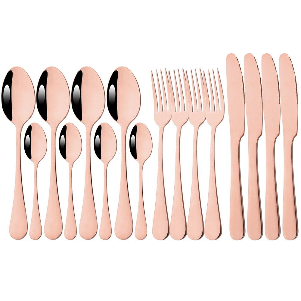 16Pcs Multicolor Dinnerware Set Stainless Steel Silverware Knife Fork Spoon Cutlery Mirror Flatware Kitchen Dinner Tableware Set