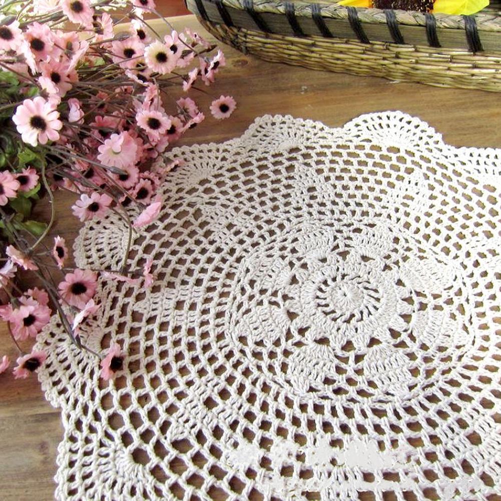 25cm Diameter Crochet Mats Lace Table Cloth Vintage Doily
