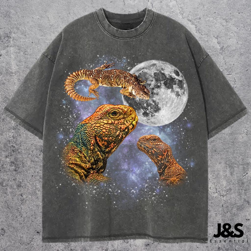 Three Uromastyx Retro Graphic T-shirts, Funny Lizard Moon Tee, Exotic Reptile Lovers Shirt, Vintage Colorful Desert Lizard Gift