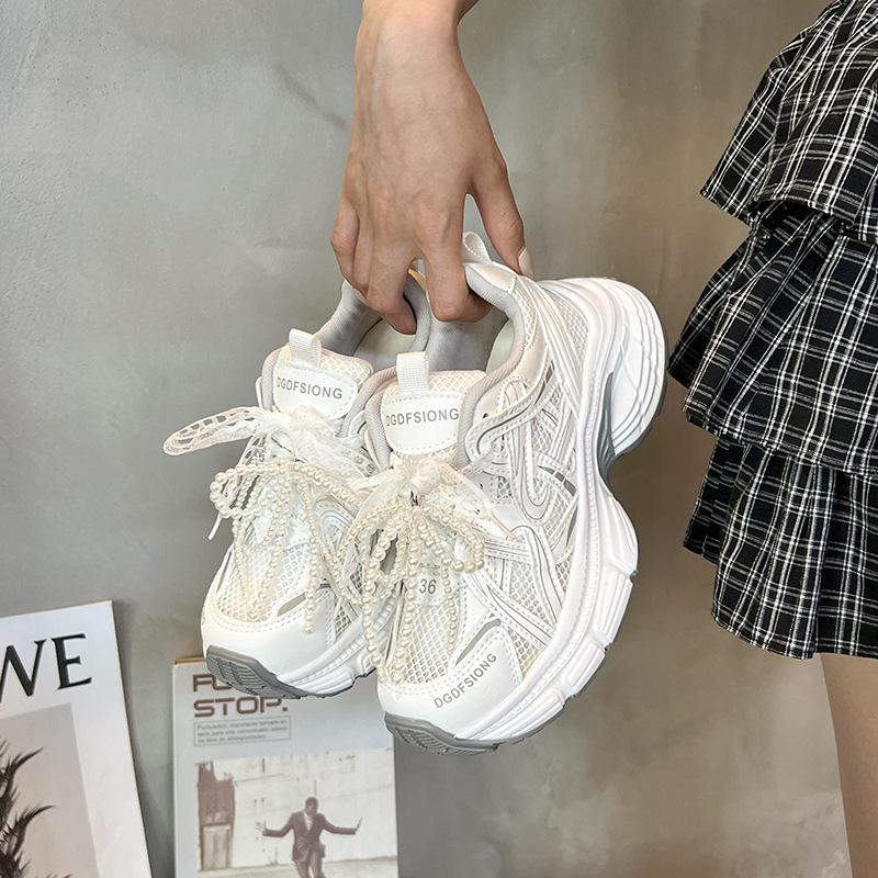 

Чи Ли Папины кроссовки Женские 2025 Весна Новые Толстая подошва Универсальные Дышащие Повседневные Спортивные Туфли Модные Беговые Тренд Кроссовки 40 бежевый