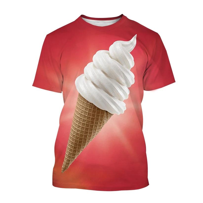 Fashion Ice Cream T-Shirts Summer Novelty Children's T-Shirt Boy Girl Clothes from 5 to 6 Years Tops Round Neck Girls Clothing