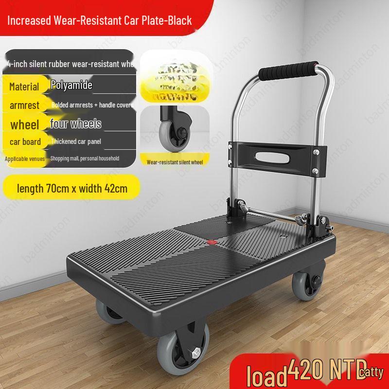 Compact Folding Four-Wheel Cart for Silent Goods Transport