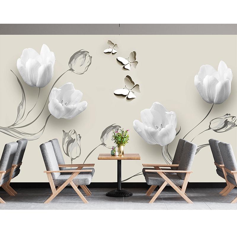 3d Simple Wallpaper Tulip Butterfly Murals Living Room Bedroom Home Decor Wall Murals