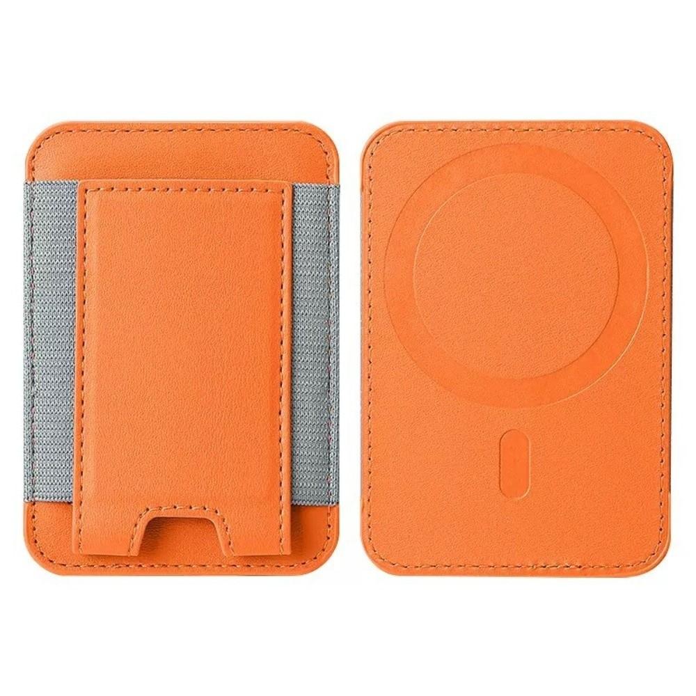 Magnetic Card Holder Solid Color Convenient Cell Phone Cardholder PU Leather Phone Back Card Bag for Iphone 13 14 15 16 17 Pro