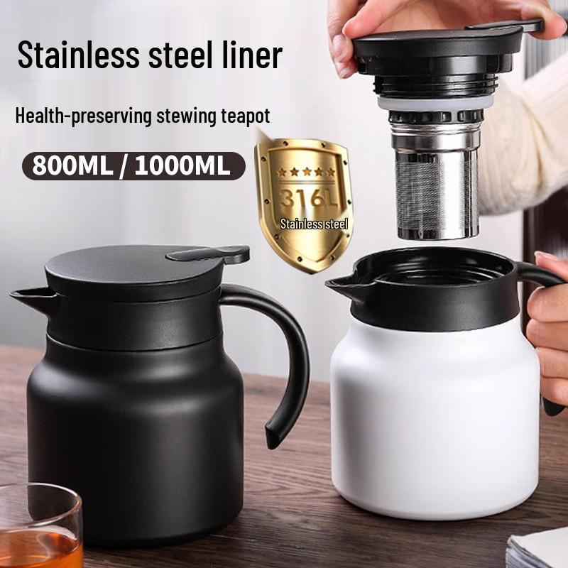 Large Stainless Steel Teapot for White Tea Brewing, Office Use, Insulated Thermos Flask