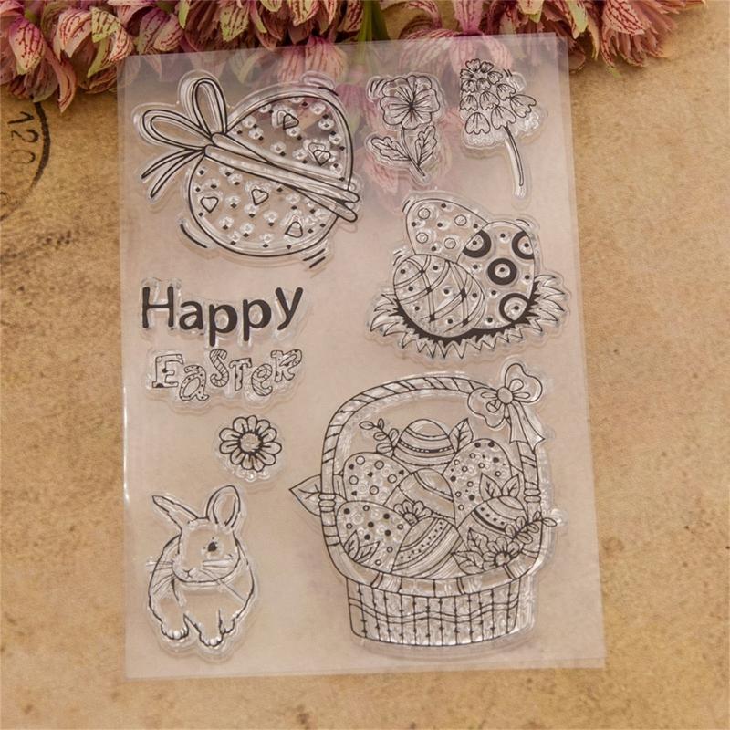 Easter Rabbit Clear Silicone Stamps for DIY Invitation Card Scrapbooking Paper Crafts Rubber Stamps Handmade Journal