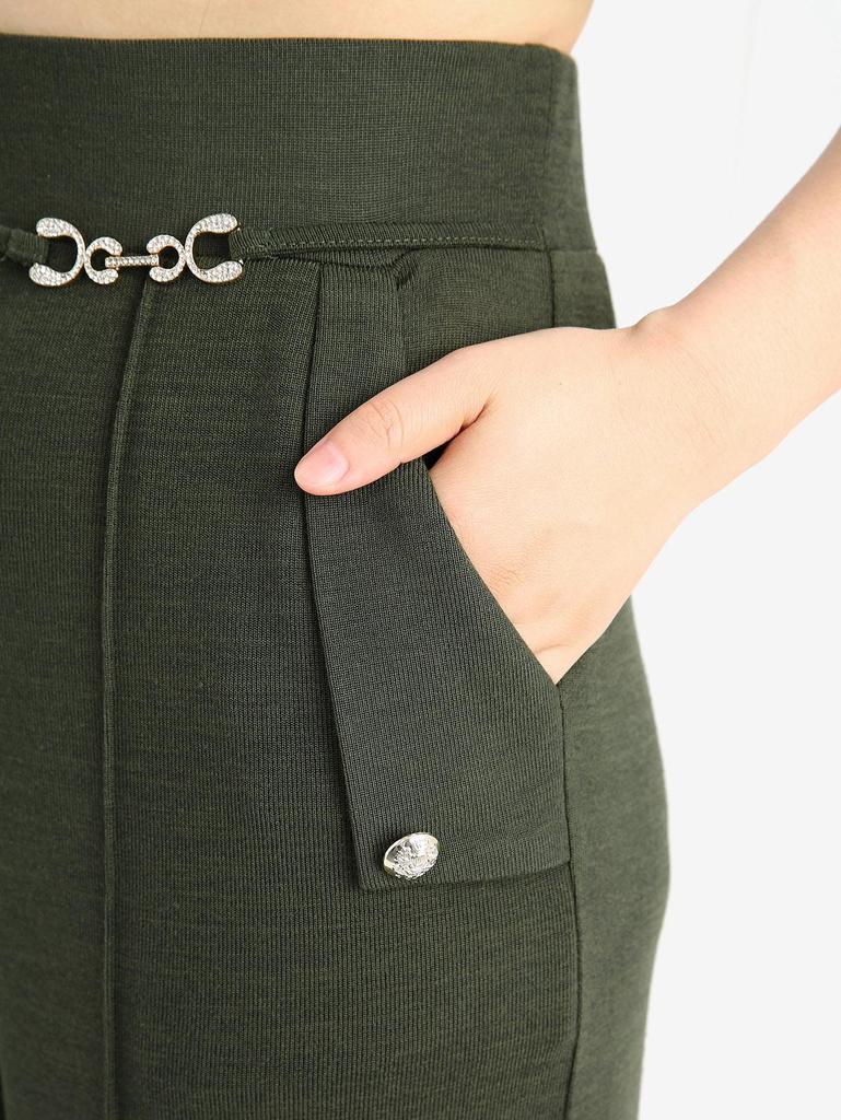 Rosegal Plus Size Pintuck Buckles Waist Pockets Buttons Wide Leg Pants
