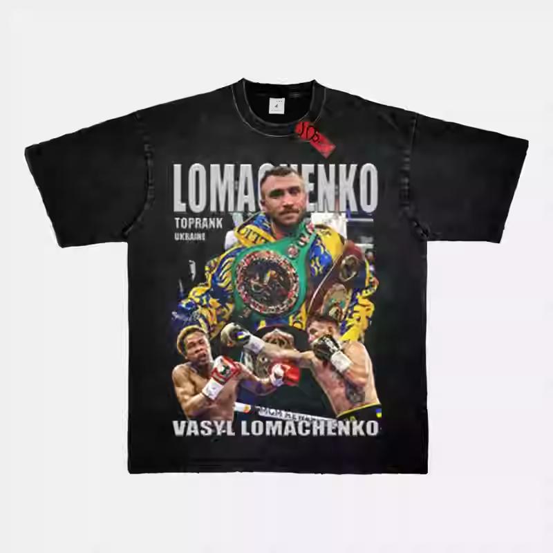 

2024 Washed Short Sleeve Davis Tank Davis T-shirt Resembles Vintage American Short Sleeve Boxing Fighting Small Neckline Top M