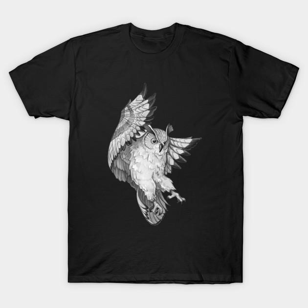 

Men Black Print T-shirt Owl No-Cut Transfer Paper Print Cotton Tshirt 4XL чорний