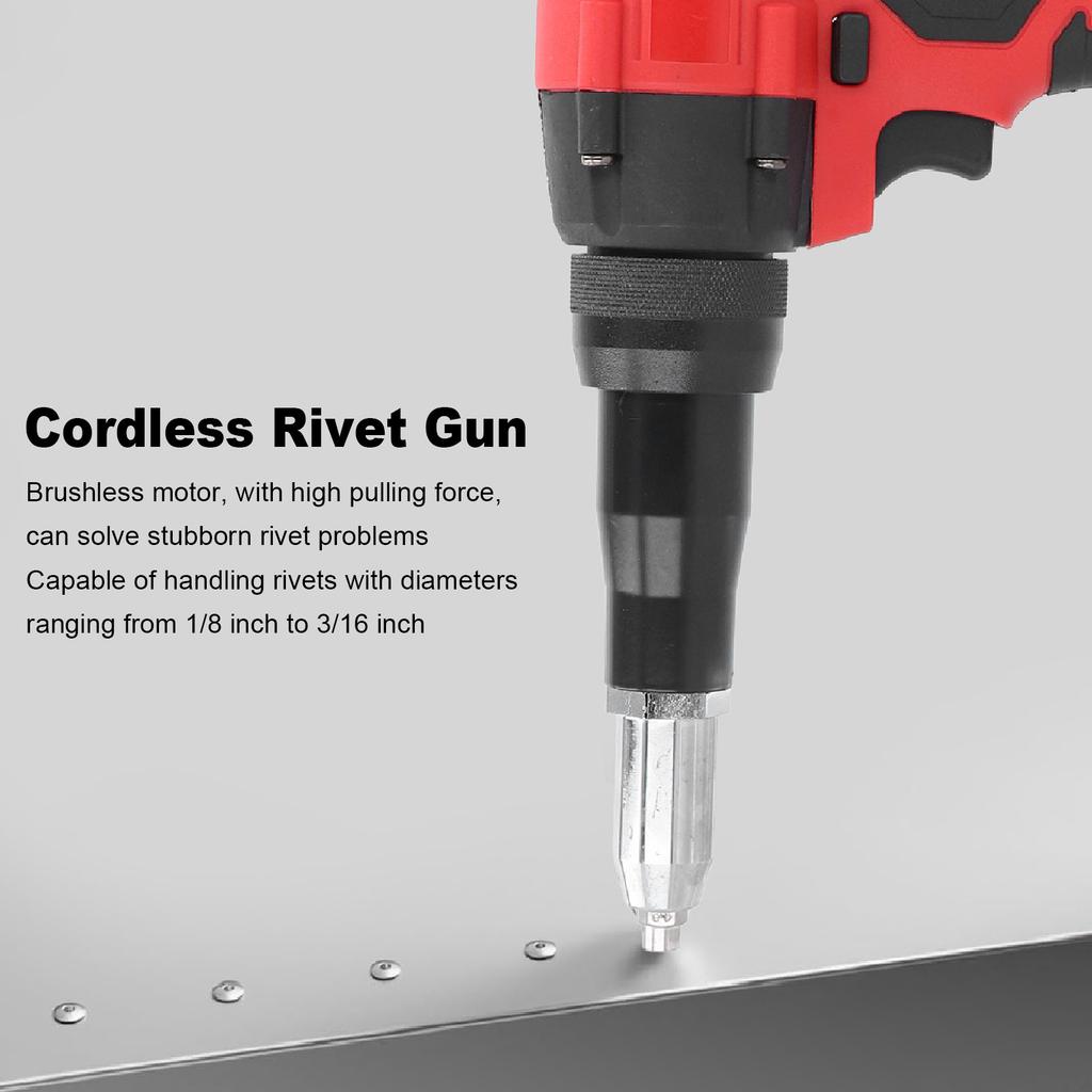 Electric Rivet Gun Kit Battery Powered Cordless Rivet Tool Powerful Brushless Motor 360W 20mm Stroke for 48-11-1820 48-11-1822