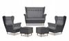 Lounge Set ARI DUO Sofa Armchairs Poufs Family Furniture Grey - Grey