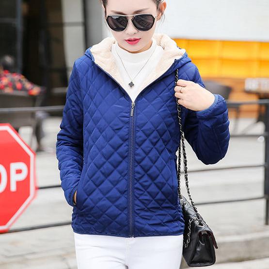 Women Solid Color Down Parkas Down Jackets Female Cotton-Padded Winter Coat Fleece Plus Size Hooded Outwear Coats